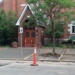 Pouring concrete at the church